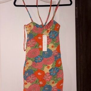 Zara Multicolor Floral Mini Dress with Spaghetti Straps